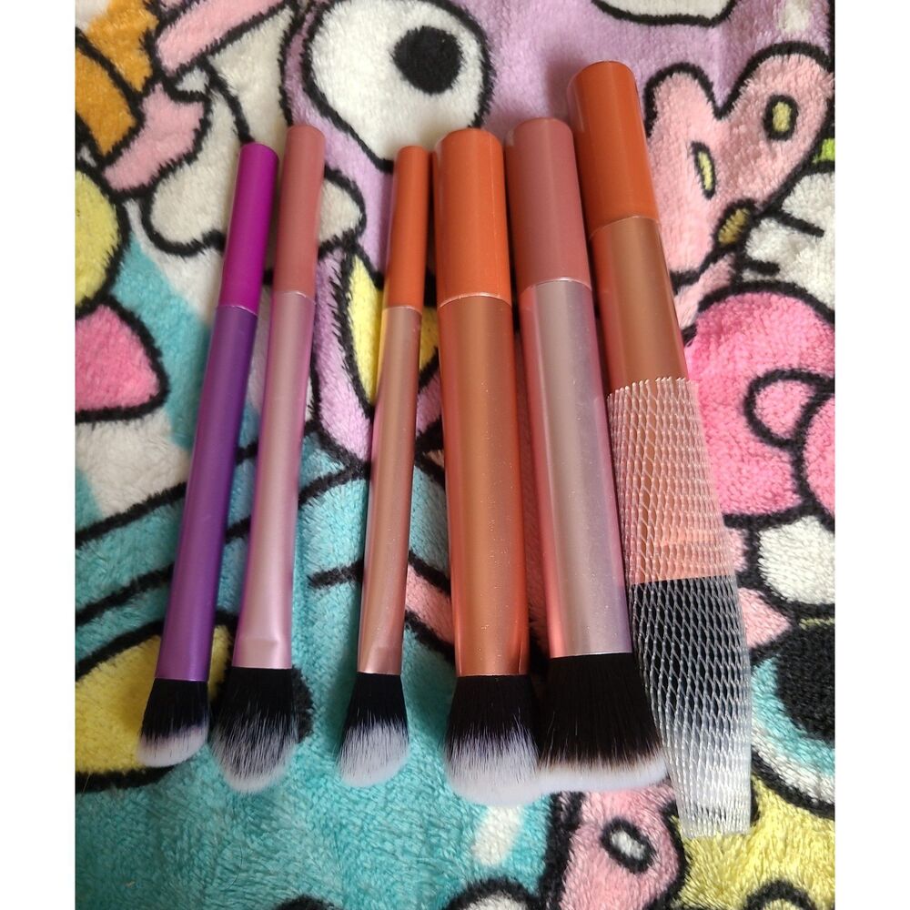 6 Regular Shiny Makeup Brushes Set Girl's Women's Gift Pack Beginner Soft Smooth